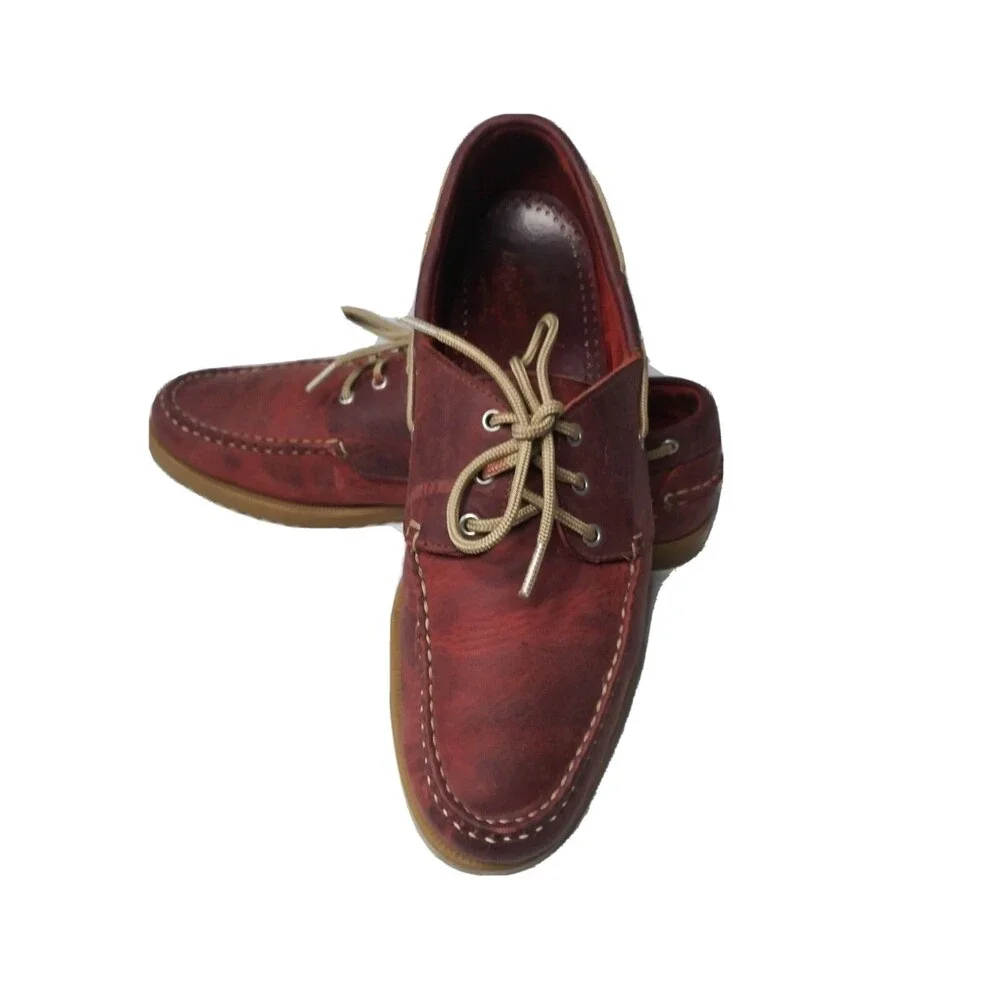 Allen Edmonds Harbour  Boat Shoes Mens Size 10 D Rustic Chilli Red